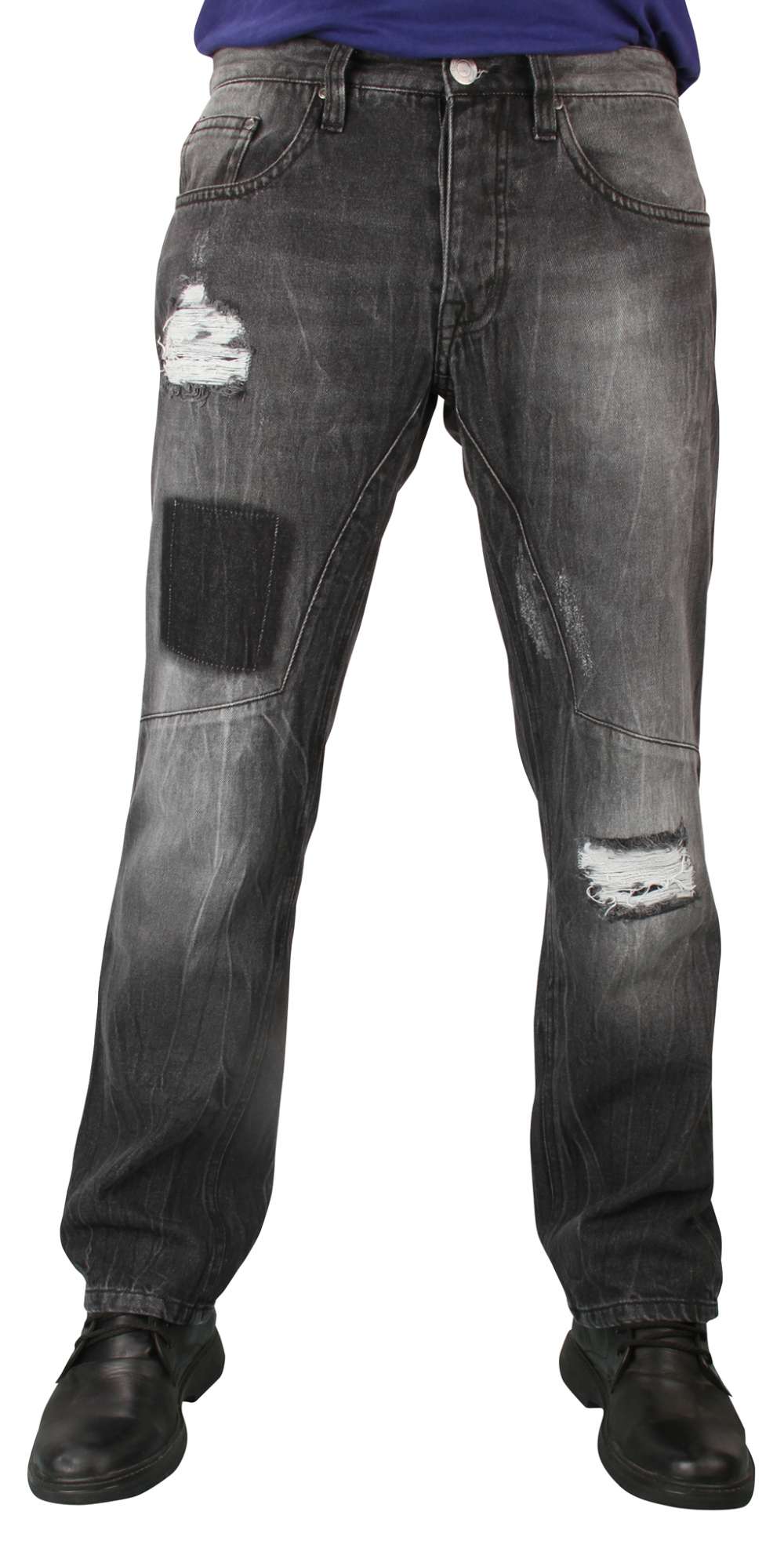 Black Distressed Jeans Mens High Quality 100% Cotton FGL-252